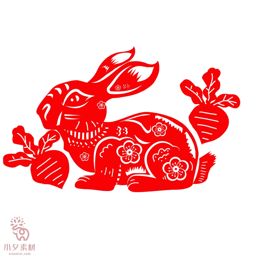 2023年兔年新年春节金箔剪纸雕刻元素图案图形png免扣PSD设计素材【013】